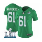 Women's Nike Philadelphia Eagles #61 Stefen Wisniewski Limited Green Rush Vapor Untouchable Super Bowl LII NFL Jersey