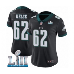 Women's Nike Philadelphia Eagles #62 Jason Kelce Black Alternate Vapor Untouchable Limited Player Super Bowl LII NFL Jersey