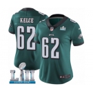 Women's Nike Philadelphia Eagles #62 Jason Kelce Midnight Green Team Color Vapor Untouchable Limited Player Super Bowl LII NFL Jersey