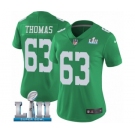 Women's Nike Philadelphia Eagles #63 Dallas Thomas Limited Green Rush Vapor Untouchable Super Bowl LII NFL Jersey