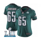 Women's Nike Philadelphia Eagles #65 Lane Johnson Midnight Green Team Color Vapor Untouchable Limited Player Super Bowl LII NFL Jersey