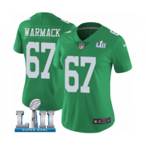 Women's Nike Philadelphia Eagles #67 Chance Warmack Limited Green Rush Vapor Untouchable Super Bowl LII NFL Jersey