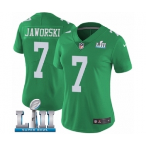 Women's Nike Philadelphia Eagles #7 Ron Jaworski Limited Green Rush Vapor Untouchable Super Bowl LII NFL Jerse