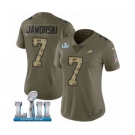 Women's Nike Philadelphia Eagles #7 Ron Jaworski Limited Olive Camo 2017 Salute to Service Super Bowl LII NFL Jerse