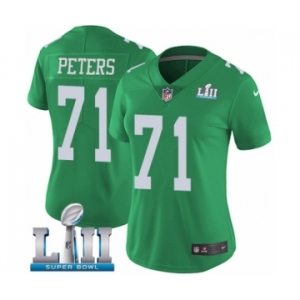 Women's Nike Philadelphia Eagles #71 Jason Peters Limited Green Rush Vapor Untouchable Super Bowl LII NFL Jersey