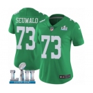 Women's Nike Philadelphia Eagles #73 Isaac Seumalo Limited Green Rush Vapor Untouchable Super Bowl LII NFL Jersey