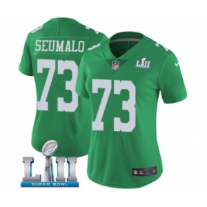 Women's Nike Philadelphia Eagles #73 Isaac Seumalo Limited Green Rush Vapor Untouchable Super Bowl LII NFL Jersey