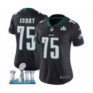 Women's Nike Philadelphia Eagles #75 Vinny Curry Black Alternate Vapor Untouchable Limited Player Super Bowl LII NFL Jersey