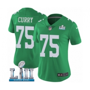 Women's Nike Philadelphia Eagles #75 Vinny Curry Limited Green Rush Vapor Untouchable Super Bowl LII NFL Jersey