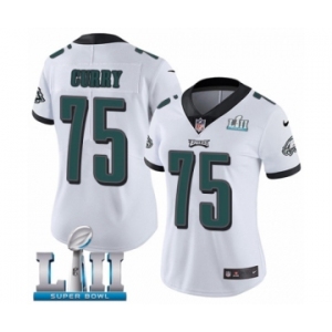 Women's Nike Philadelphia Eagles #75 Vinny Curry White Vapor Untouchable Limited Player Super Bowl LII NFL Jersey