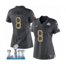 Women's Nike Philadelphia Eagles #8 Donnie Jones Limited Black 2016 Salute to Service Super Bowl LII NFL Jersey