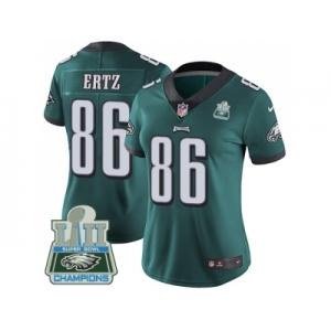 Womens Nike Philadelphia Eagles #86 Zach Ertz Midnight Green Team Color Super Bowl LII Champions Stitched NFL Vapor Untouchable Limited Jersey