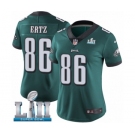 Women's Nike Philadelphia Eagles #86 Zach Ertz Midnight Green Team Color Vapor Untouchable Limited Player Super Bowl LII NFL Jersey