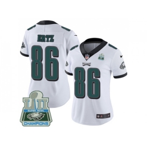 Womens Nike Philadelphia Eagles #86 Zach Ertz White Super Bowl LII Champions Stitched NFL Vapor Untouchable Limited Jersey