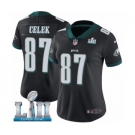 Women's Nike Philadelphia Eagles #87 Brent Celek Black Alternate Vapor Untouchable Limited Player Super Bowl LII NFL Jersey