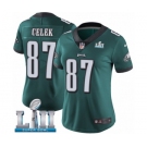 Women's Nike Philadelphia Eagles #87 Brent Celek Midnight Green Team Color Vapor Untouchable Limited Player Super Bowl LII NFL Jersey