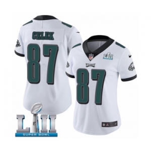 Women's Nike Philadelphia Eagles #87 Brent Celek White Vapor Untouchable Limited Player Super Bowl LII NFL Jersey