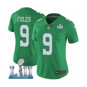 Women's Nike Philadelphia Eagles #9 Nick Foles Limited Green Rush Vapor Untouchable Super Bowl LII NFL Jersey
