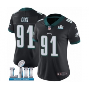 Women's Nike Philadelphia Eagles #91 Fletcher Cox Black Alternate Vapor Untouchable Limited Player Super Bowl LII NFL Jersey