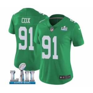 Women's Nike Philadelphia Eagles #91 Fletcher Cox Limited Green Rush Vapor Untouchable Super Bowl LII NFL Jersey