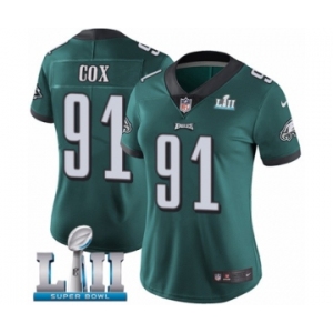 Women's Nike Philadelphia Eagles #91 Fletcher Cox Midnight Green Team Color Vapor Untouchable Limited Player Super Bowl LII NFL Jersey