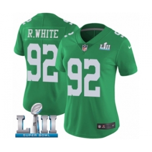 Women's Nike Philadelphia Eagles #92 Reggie White Limited Green Rush Vapor Untouchable Super Bowl LII NFL Jersey