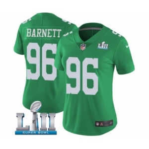 Women's Nike Philadelphia Eagles #96 Derek Barnett Limited Green Rush Vapor Untouchable Super Bowl LII NFL Jersey