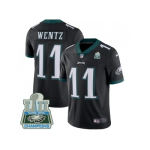 Youth Nike Philadelphia Eagles #11 Carson Wentz Black Alternate Super Bowl LII Champions Stitched NFL Vapor Untouchable Limited Jersey