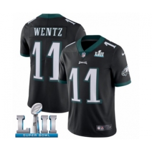Youth Nike Philadelphia Eagles #11 Carson Wentz Black Alternate Vapor Untouchable Limited Player Super Bowl LII NFL Jersey