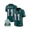 Youth Nike Philadelphia Eagles #11 Carson Wentz Midnight Green Team Color Super Bowl LII Champions Stitched NFL Vapor Untouchable Limited Jersey