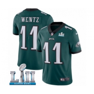 Youth Nike Philadelphia Eagles #11 Carson Wentz Midnight Green Team Color Vapor Untouchable Limited Player Super Bowl LII NFL Jersey