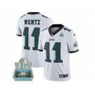 Youth Nike Philadelphia Eagles #11 Carson Wentz White Super Bowl LII Champions Stitched NFL Vapor Untouchable Limited Jersey