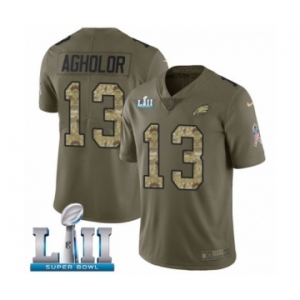 Youth Nike Philadelphia Eagles #13 Nelson Agholor Limited Olive Camo 2017 Salute to Service Super Bowl LII NFL Jersey