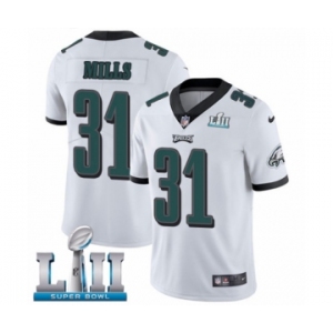Youth Nike Philadelphia Eagles #31 Jalen Mills White Vapor Untouchable Limited Player Super Bowl LII NFL Jersey
