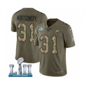 Youth Nike Philadelphia Eagles #31 Wilbert Montgomery Limited Olive Camo 2017 Salute to Service Super Bowl LII NFL Jersey