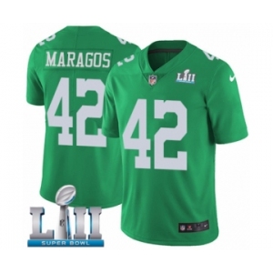 Youth Nike Philadelphia Eagles #42 Chris Maragos Limited Green Rush Vapor Untouchable Super Bowl LII NFL Jersey