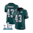 Youth Nike Philadelphia Eagles #43 Darren Sproles Midnight Green Team Color Vapor Untouchable Limited Player Super Bowl LII NFL Jersey