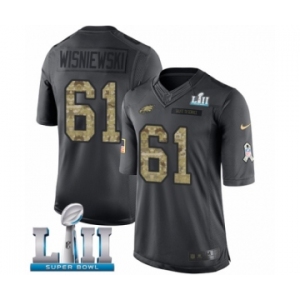 Youth Nike Philadelphia Eagles #61 Stefen Wisniewski Limited Black 2016 Salute to Service Super Bowl LII NFL Jersey