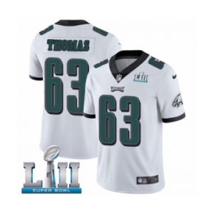Youth Nike Philadelphia Eagles #63 Dallas Thomas White Vapor Untouchable Limited Player Super Bowl LII NFL Jersey