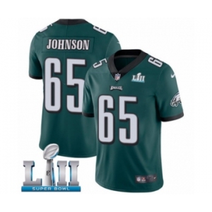 Youth Nike Philadelphia Eagles #65 Lane Johnson Midnight Green Team Color Vapor Untouchable Limited Player Super Bowl LII NFL Jersey