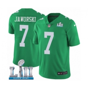 Youth Nike Philadelphia Eagles #7 Ron Jaworski Limited Green Rush Vapor Untouchable Super Bowl LII NFL Jersey