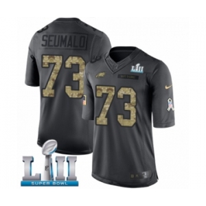 Youth Nike Philadelphia Eagles #73 Isaac Seumalo Limited Black 2016 Salute to Service Super Bowl LII NFL Jersey