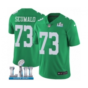 Youth Nike Philadelphia Eagles #73 Isaac Seumalo Limited Green Rush Vapor Untouchable Super Bowl LII NFL Jersey