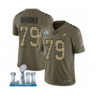 Youth Nike Philadelphia Eagles #79 Brandon Brooks Limited Olive Camo 2017 Salute to Service Super Bowl LII NFL Jersey