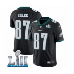 Youth Nike Philadelphia Eagles #87 Brent Celek Black Alternate Vapor Untouchable Limited Player Super Bowl LII NFL Jersey