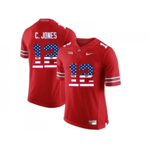 2016 US Flag Fashion Ohio State Buckeyes C.Jones #12 College Football Limited Jersey - Scarlet