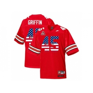 2016 US Flag Fashion Scarlet & Grey Ohio State Buckeyes Archie Griffin #45 College Football Throwback Jersey - Scarlet