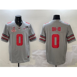 Men's Ohio State Buckeyes #0 OH-IO Grey 2025 CFP Final With National Champions Patch F.U.S.E. Vapor Limited Stitched Football Jersey