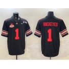 Men's Ohio State Buckeyes #1 Buckeyes Black 2025 CFP Final With National Champions Patch F.U.S.E. Vapor Limited Stitched Football Jersey