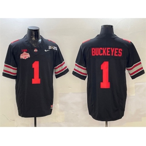 Men's Ohio State Buckeyes #1 Buckeyes Black 2025 CFP Final With National Champions Patch F.U.S.E. Vapor Limited Stitched Football Jersey